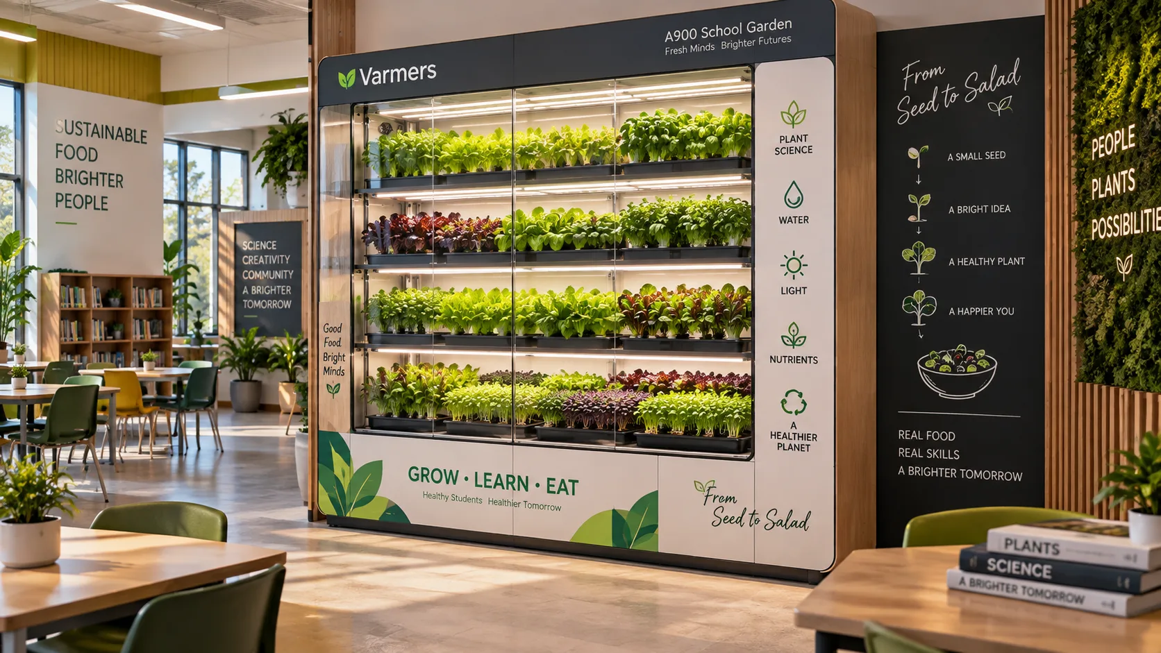A900 vertical farm cabinet in a school interior