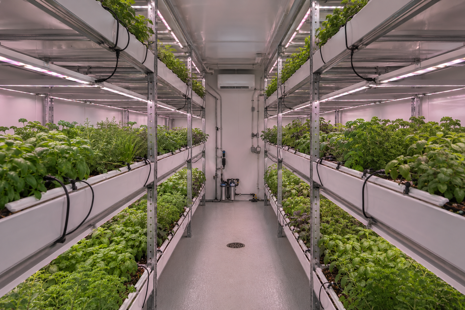Inside the Varmers Container 48 grow room